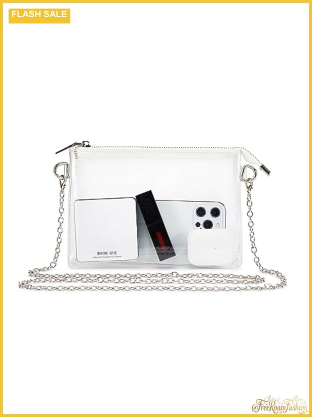Clear Crossbody Bag Stadium Concert Approved Adjustable Chain PVC